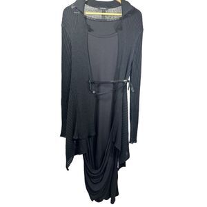 ANNETTE GORTZ Women’s Two Piece Cardigan Draped Dress Set Brown Size Large